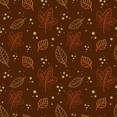  Renkli sarı, turuncu, kırmızı yapraklı, el çizimi yinelenen arka planda vektörsüz desen.