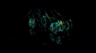 Fütürist Teknoloji Konsepti: 3D araba modeli taraması, tarama efekti dijital teknolojik arka plan. Özel Efektler-Teknolojik gelecek canlandırma dronu