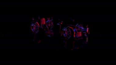 Futuristik Teknoloji Konsepti: 3D spor araba modeli taraması, tarama efekti dijital teknolojik arkaplan. Özel Efektler-Teknolojik gelecek canlandırma dronu