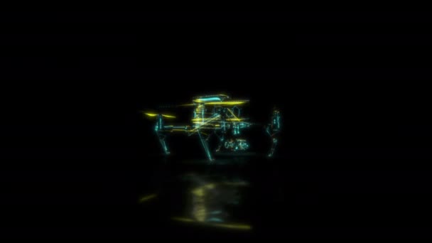 Futuristic Technology Concept Quadcopter Model Scanning Scanning Effect Digital Technologic — Stock Video