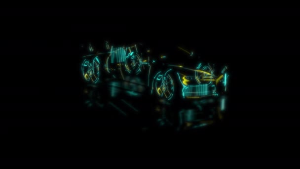 Futuristic Technology Concept Sportcar Model Scanning Scanning Effect Digital Technologic — Stock Video