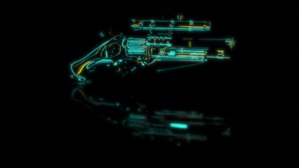 Conceptul Tehnologie Futuristă Pistol Model Scanare Vizuală Tehnologie Digitală Efect — Videoclip de stoc