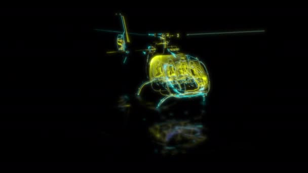 Футуристическая Технологическая Концепция Модель Вертолета Движении Сканирования Эффект Цифровой Технологической — стоковое видео