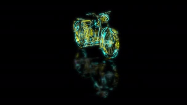 Konsep Teknologi Futuristik Model Sepeda Motor Dalam Pemindaian Gerak Efek — Stok Video