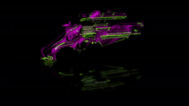 Konsep Teknologi Futuristik Pistol Model Dengan Pemindaian Penglihatan Efek Teknologi — Stok Video