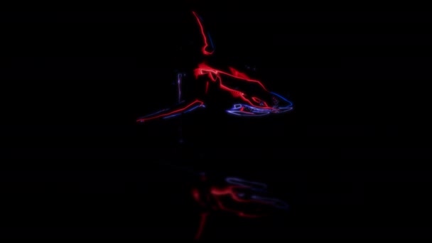 Fütüristik Teknoloji Konsepti Model Köpekbalığı Taraması Dijital Teknolojiyi Etkiler Siyah — Stok video