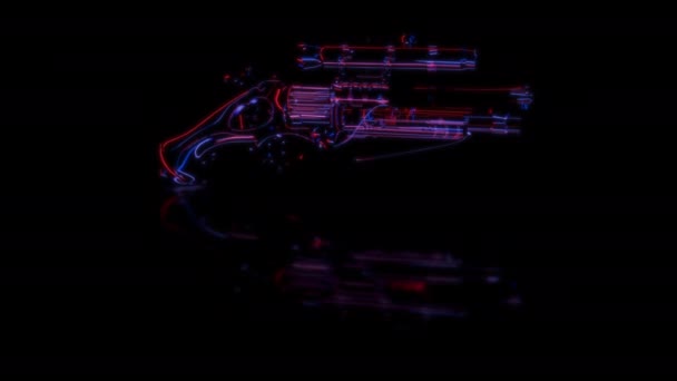 Футуристическая Технологическая Концепция Пистолет Модели Сканированием Зрения Эффект Цифровой Технологии — стоковое видео