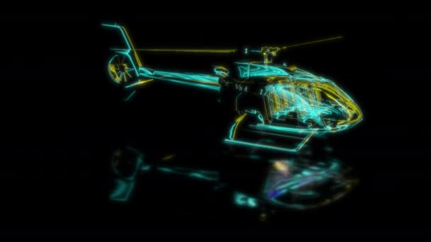 Concept Technologie Futuriste Hélicoptère Modèle Balayage Mouvement Effet Technologie Numérique — Video