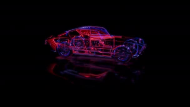 Futurystyczna Koncepcja Technologii Skanowanie Samochodów Modelu Efekt Technologii Cyfrowej Efekty — Wideo stockowe