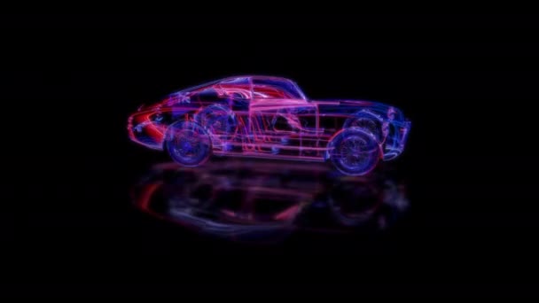 Концепция Футуристических Технологий Модель Классического Сканирования Автомобиля Эффект Цифровой Технологии — стоковое видео