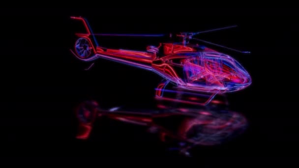 Футуристична Концепція Технології Вертоліт Моделі Скануванні Руху Ефект Цифрових Технологій — стокове відео