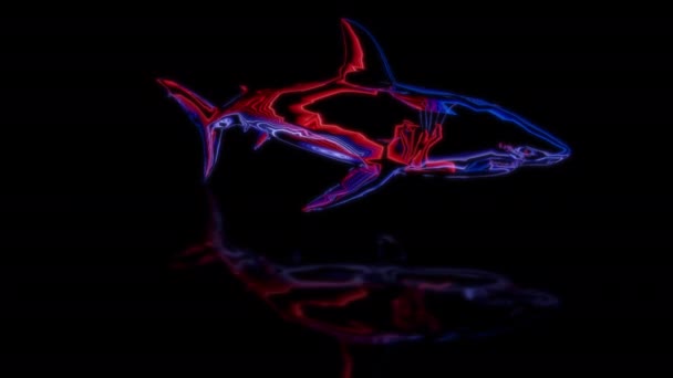 Conceito Tecnologia Futurista Digitalização Tubarões Modelo Efeito Tecnológico Digital Efeitos — Vídeo de Stock