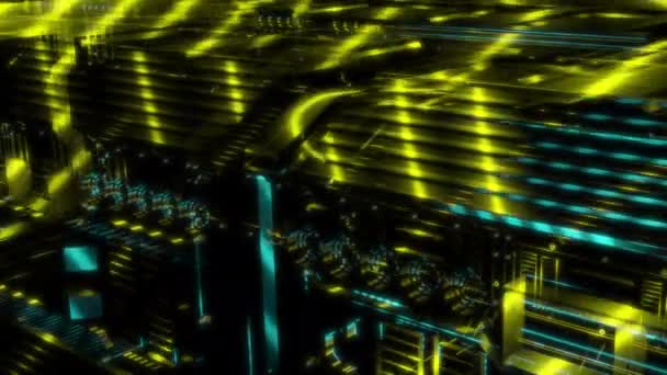未来技術コンセプト 3Dモデル宇宙回廊スキャン 効果デジタル技術 スペシャルエフェクト ブラックバック上の将来のアニメーション — ストック動画