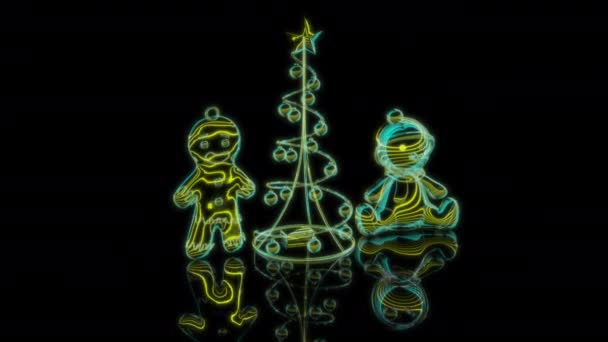 新しい年のおもちゃ ブラックバックの伝統的なクリスマスの装飾 — ストック動画