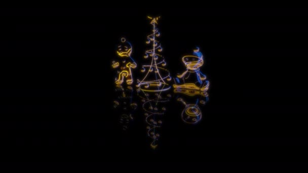 Πρωτοχρονιάτικο Παιχνίδι Παραδοσιακά Χριστουγεννιάτικα Στολίδια Μαύρο Φόντο — Αρχείο Βίντεο
