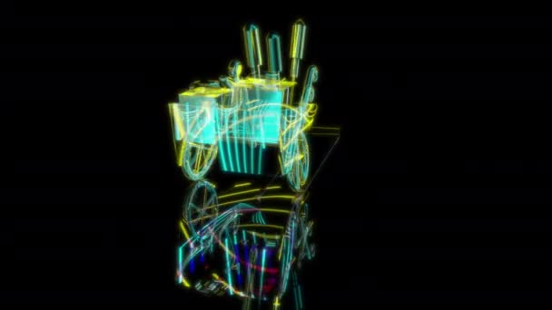 Special Effects Zukünftige Animationen Auf Schwarzem Hintergrund Futuristisches Technologiekonzept Wagen — Stockvideo