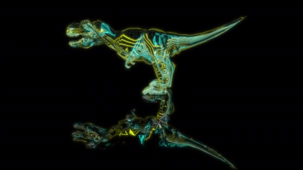 Special Effects Zukünftige Animationen Auf Schwarzem Hintergrund Futuristisches Technologiekonzept Dinosaurier — Stockvideo