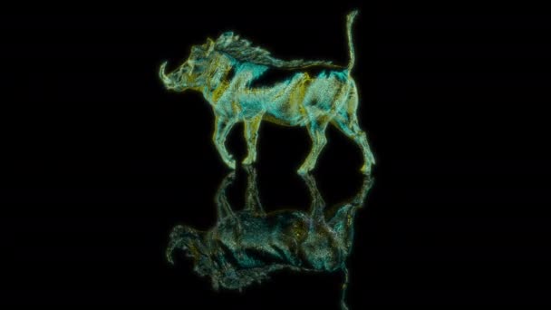 Special Effects Zukünftige Animationen Auf Schwarzem Hintergrund Futuristisches Technologiekonzept Wildschweinmodell — Stockvideo