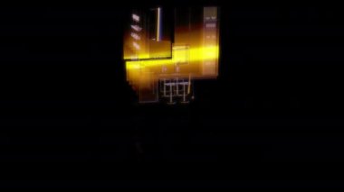 Siyah arka planda gelecekteki animasyonların özel efektleri. Fütürist teknoloji konsepti, 3D Modern mutfak D modeli, dijital teknolojiyi etkiler..