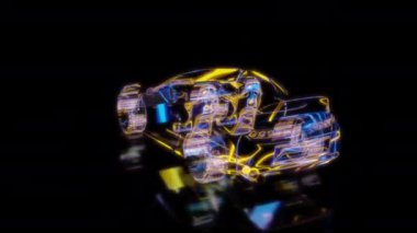 Siyah arka planda gelecekteki animasyonların özel efektleri. Fütürist teknoloji konsepti, 3D Supra modeli, dijital teknolojiyi etkiler.