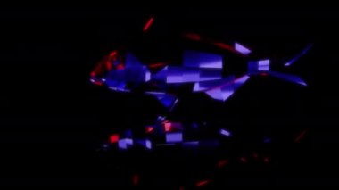 Siyah arka planda gelecekteki animasyonların özel efektleri. Fütürist teknoloji konsepti, 3D Low Poly Seabream, dijital teknolojiyi etkiler.
