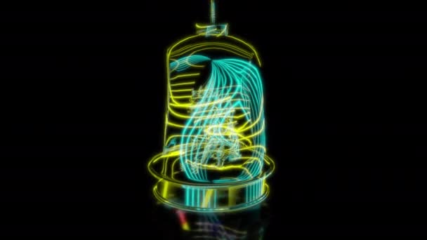 Speciale Effecten Toekomstige Animaties Zwarte Achtergrond Futuristische Technologie Concept Kerstboom — Stockvideo