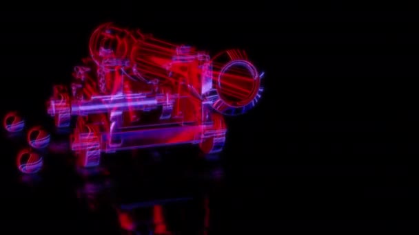Speciális Effektek Jövő Animációk Fekete Háttérrel Futurisztikus Technológiai Koncepció Cannon — Stock videók