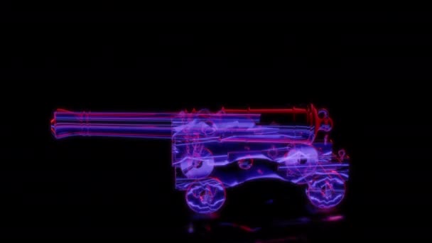 Specialeffekter Framtida Animationer Svart Bakgrund Futuristisk Teknik Koncept Cannon Modell — Stockvideo