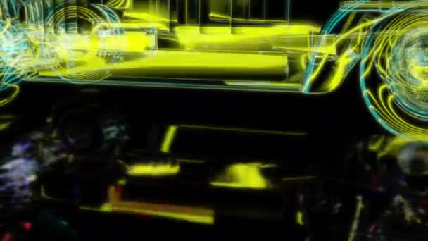 Спецэффекты Будущих Мультфильмов Чёрном Фоне Концепция Футуристических Технологий Модель Автомобиля — стоковое видео