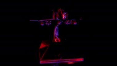Siyah arka planda gelecekteki animasyonların özel efektleri. Gelecekteki teknoloji konsepti, 3D F4 Phantom II Model, dijital teknolojiyi etkiler.