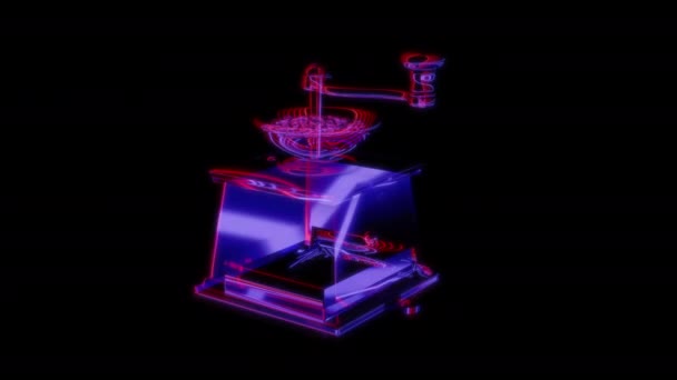 Special Effects Zukünftige Animationen Auf Schwarzem Hintergrund Futuristisches Technologiekonzept Kaffeemühlenmodell — Stockvideo