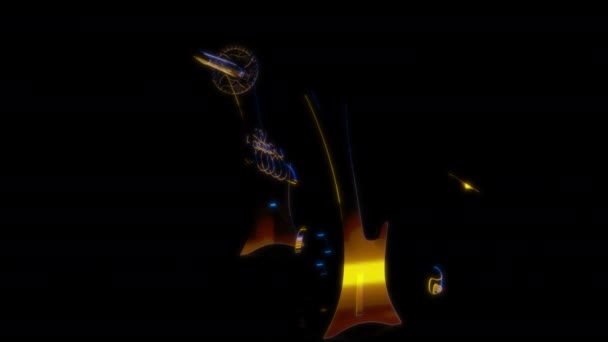 Спецефекти Майбутніх Анімацій Чорному Тлі Футуристична Концепція Технології Samurai Katana — стокове відео