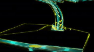 Siyah arka planda gelecekteki animasyonların özel efektleri. Fütüristik teknoloji konsepti, 3D önleyici, üçüncü nesil savaş bombacısı, dijital teknolojiyi etkiler..
