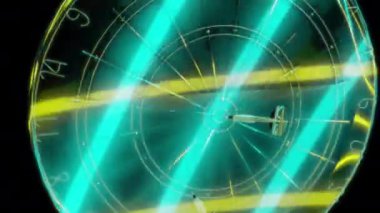 Siyah arka planda gelecekteki animasyonların özel efektleri. Gelecekçi teknoloji konsepti, 3D Dartboard Modeli, dijital teknolojiyi etkiler.