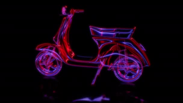 Specialeffekter Framtida Animationer Svart Bakgrund Futuristisk Teknik Koncept Scooter Cykel — Stockvideo
