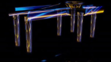 Siyah arka planda gelecekteki animasyonların özel efektleri. Gelecekçi teknoloji konsepti, 3D Rulet masası modeli, dijital teknolojiyi etkiler..