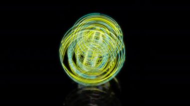 Siyah arka planda gelecekteki animasyonların özel efektleri. Fütürist teknoloji konsepti, 3D Dumbell Modeli, dijital teknolojiyi etkiler.