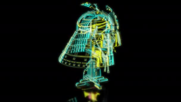 Special Effects Zukünftige Animationen Auf Schwarzem Hintergrund Futuristisches Technologiekonzept Samurai — Stockvideo