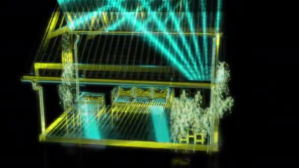 Special Effects Zukünftige Animationen Auf Schwarzem Hintergrund Futuristisches Technologiekonzept Pergola — Stockvideo