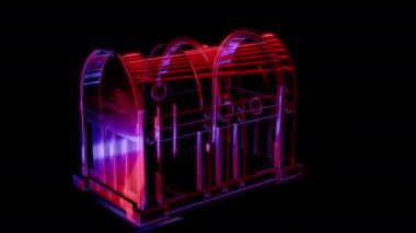 Siyah arka planda gelecekteki animasyonların özel efektleri. Fütüristik teknoloji konsepti, 3D Göğüs Modeli, dijital teknolojiyi etkiler.