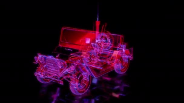 Speciale Effecten Toekomstige Animaties Zwarte Achtergrond Futuristische Technologie Concept Truck — Stockvideo