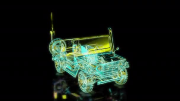 Speciale Effecten Toekomstige Animaties Zwarte Achtergrond Futuristische Technologie Concept Truck — Stockvideo