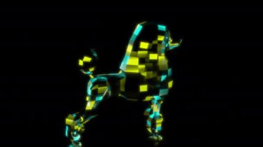 Siyah arka planda gelecekteki animasyonların özel efektleri. Fütüristik teknoloji konsepti, 3D Low Poly Kaniş Modeli, dijital teknolojiyi etkiler.