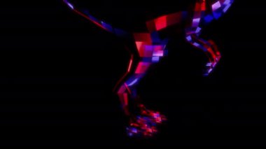Siyah arka planda gelecekteki animasyonların özel efektleri. Fütürist teknoloji konsepti, 3D Gallimimus Dinozor Modeli, dijital teknolojiyi etkiler.