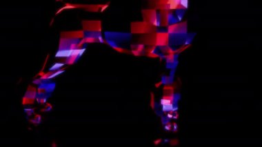 Siyah arka planda gelecekteki animasyonların özel efektleri. Fütüristik teknoloji konsepti, 3D Low Poly Kaniş Modeli, dijital teknolojiyi etkiler.