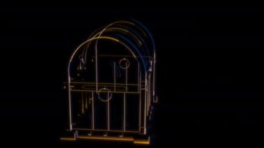 Siyah arka planda gelecekteki animasyonların özel efektleri. Fütüristik teknoloji konsepti, 3D Göğüs Modeli, dijital teknolojiyi etkiler.