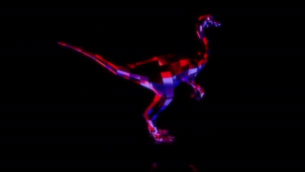 Спецефекти Майбутніх Анімацій Чорному Тлі Футуристична Концепція Технології Gallimimus Dinosaur — стокове відео
