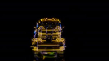 Siyah arka planda gelecekteki animasyonların özel efektleri. Fütüristik teknoloji konsepti, 3D araba modeli, dijital teknolojiyi etkiler.