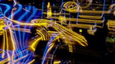 Siyah arka planda gelecekteki animasyonların özel efektleri. Fütüristik teknoloji konsepti, 3D araba modeli, dijital teknolojiyi etkiler.