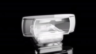 Siyah arka planda gelecekteki animasyonların özel efektleri. Fütüristik teknoloji konsepti, 3D Webcam Modeli, dijital teknolojiyi etkiler.